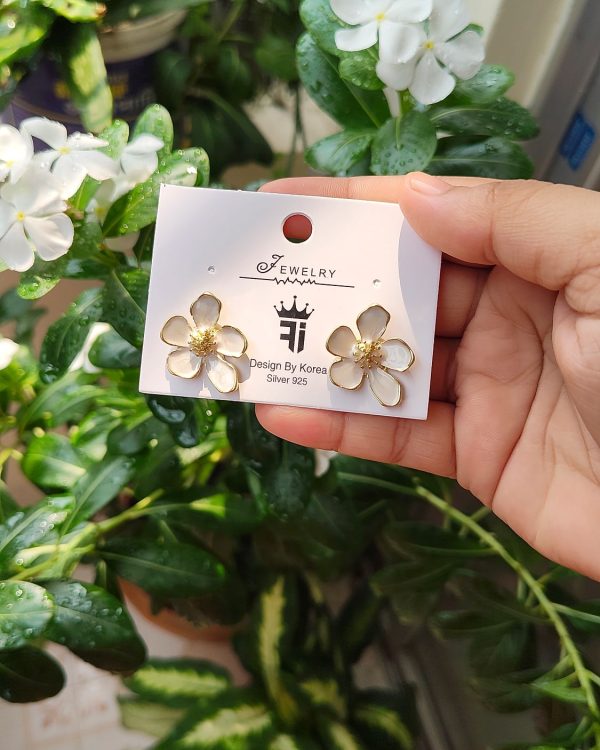 Ivory Blossom Flower Stud Earrings - Sira Elegance