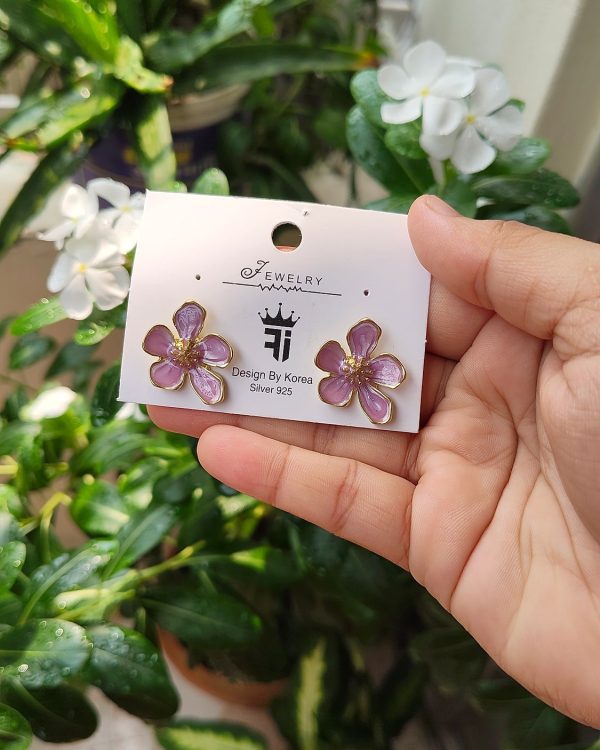 Lilac Flower Stud Earrings - Sira Elegance