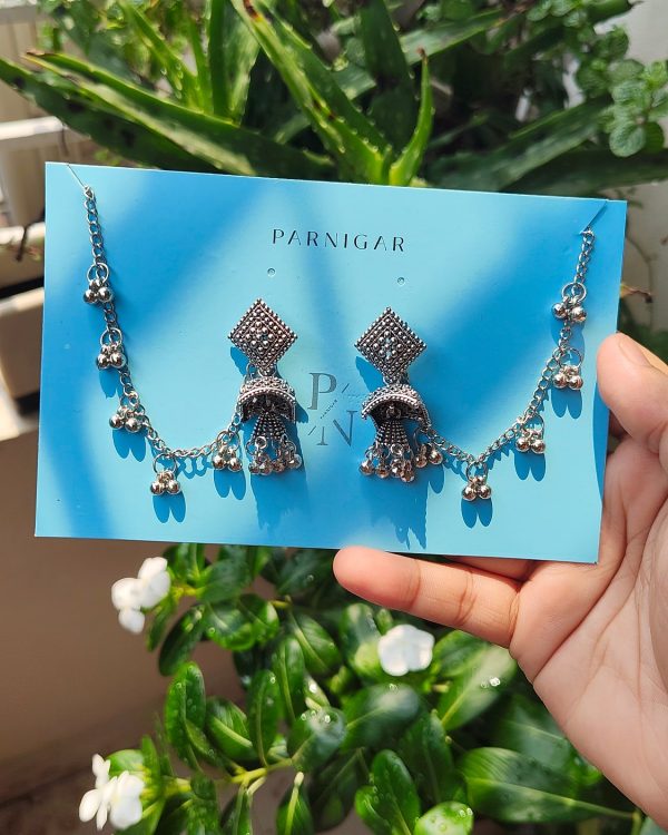 Oxidised Jhumka & Necklace Set - Sira Elegance