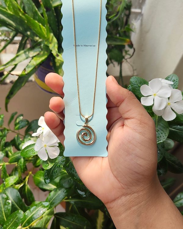 Gold-Tone Spiral Pendant Necklace - Sira Elegance